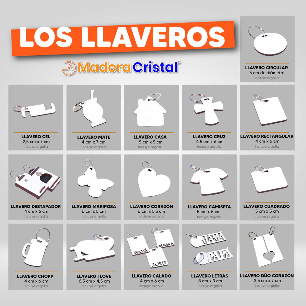 llavero mate madera cristal sublimadores